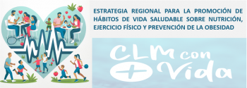 Imagen de la Estrategia Regional para la promoción de hábitos de vida saludable sobre nutrición, ejercicio físico y prevención de la obesidad La imagen de grupo de personas participando en actividades saludables dentro de un corazón azul con una línea de electrocardiograma en el centro.